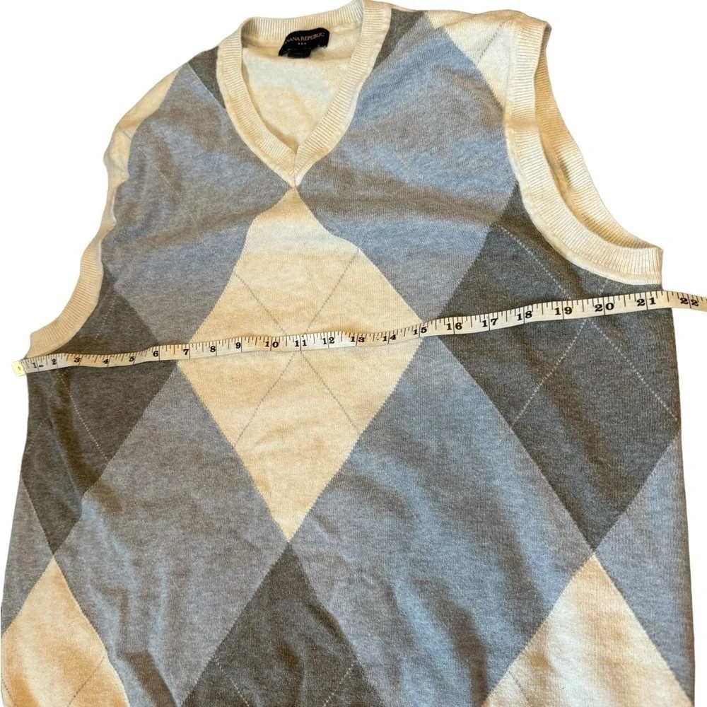 Banana Republic Men’s Argyle Sweater Vest Large | 100% Cotton | Preowned